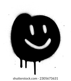 graffiti cute smiling black icon over white