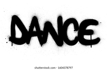 graffiti dance word sprayed in black over white