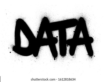 graffiti data word sprayed in black over white
