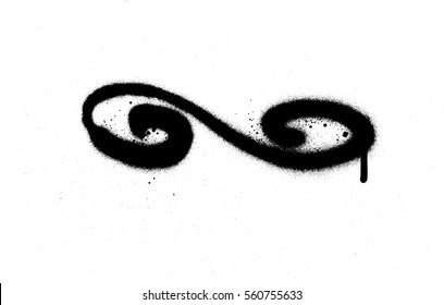 graffiti decorative curly shape in black on white