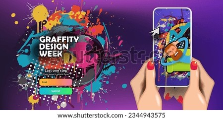 Graffiti design of the mobile phone interface and a banner for registration for the event. Vector banner