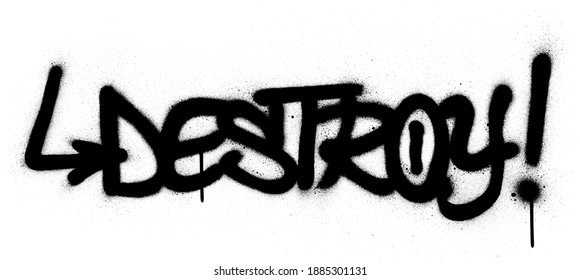 graffiti destroy word sprayed in black over white