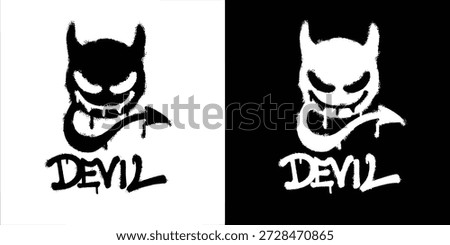 Graffiti Devil with horns and tail logo vector design