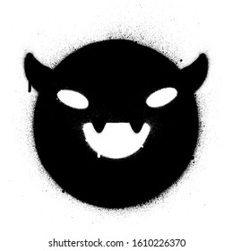 graffiti devil icon sprayed in black over white