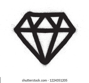 graffiti diamond icon sprayed in black over white