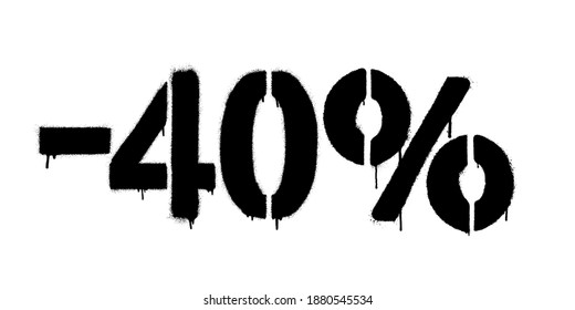Descuento en graffiti hecho por stencil -40 por ciento. Plantilla de vector sobre fondo blanco