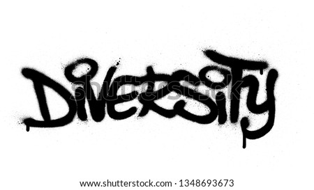 graffiti diversity word sprayed in black over white