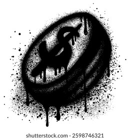 Graffiti dollar coin sprayed with black spray paint
