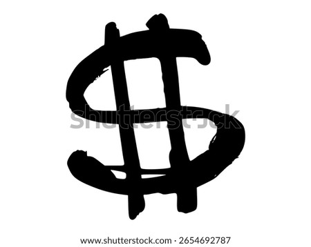 Graffiti doodle of bold dollar symbol in urban black marker style. Hand-drawn vector with expressive street art aesthetic.
