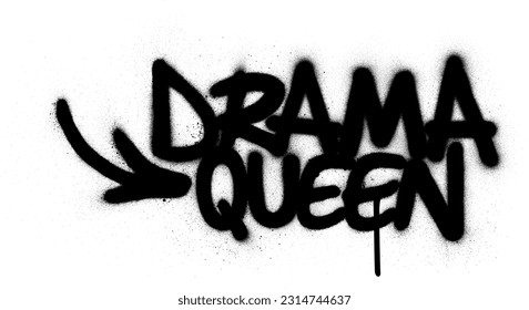 graffiti drama queen text sprayed in black over white