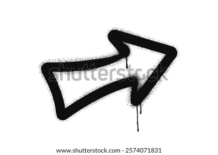 Graffiti drawing arrow symbol. Painted graffiti spray pattern of arrow or pointer. Spray paint element. Street art style illustration. Vector illustration.