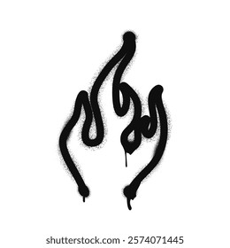 Graffiti drawing flame or fire symbol. Painted graffiti spray pattern of flame or fire. Spray paint element. Street art style illustration. Vector illustration.