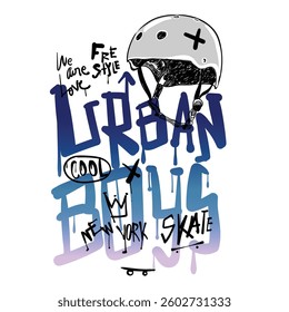 Graffiti drawing urban boys street style vintage typography. vector illustration design for fashion graphics, t shirt prints. boys graphic design. summer print art work
