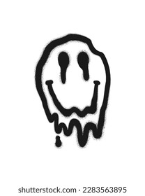 Graffiti drawn melting smile. Painted graffiti spray pattern of smile that melts and dripping. Spray paint element. Street art style illustration. Vector.