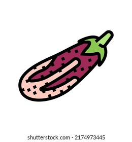 graffiti eggplant color icon vector. graffiti eggplant sign. isolated symbol illustration