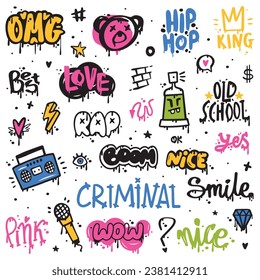 Graffiti Elements as Street Wall Painting Art Vector Set