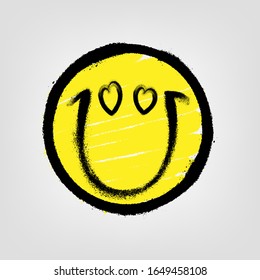 Graffiti emoticon. Smiling face painted spray paint. Vector illustration