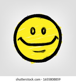 Graffiti emoticon. Smiling face painted spray paint. Vector illustration