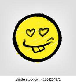 Graffiti emoticon. Smiling face painted spray paint. Vector illustration