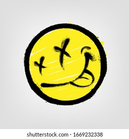 Graffiti emoticon. Smiling face painted spray paint. Vector illustration