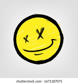 Graffiti emoticon. Smiling face painted spray paint. Vector illustration