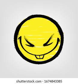 Graffiti emoticon. Smiling face painted spray paint. Vector illustration