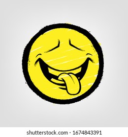 Graffiti emoticon. Smiling face painted spray paint. Vector illustration