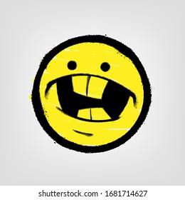 Graffiti emoticon. Smiling face painted spray paint. Vector illustration