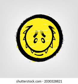 Graffiti emoticon. Smiling face painted spray paint. Vector illustration