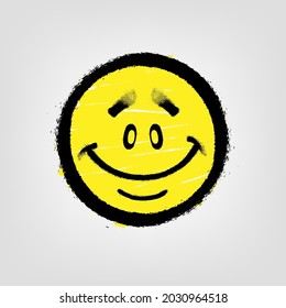Graffiti emoticon. Smiling face painted spray paint. Vector illustration