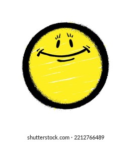 Graffiti emoticon. Smiling face painted spray paint. Vector illustration