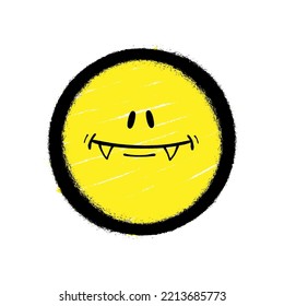 Emoticono de graffiti. Pintura de pulverización con rostro sonriente. Ilustración del vector