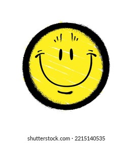 Graffiti emoticon. Smiling face painted spray paint. Vector illustration