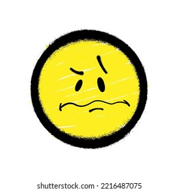 Graffiti emoticon. Smiling face painted spray paint. Vector illustration