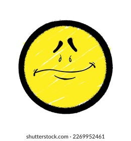Graffiti emoticon. Smiling face painted spray paint. Vector illustration