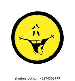 Graffiti emoticon. Smiling face painted spray paint. Vector illustration