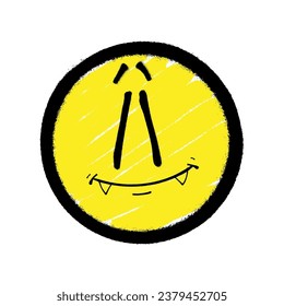 Graffiti emoticon. Smiling face painted spray paint. Vector illustration