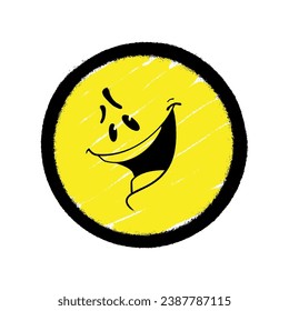 Graffiti emoticon. Smiling face painted spray paint. Vector illustration