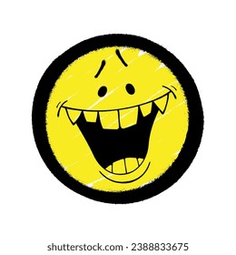 Graffiti emoticon. Smiling face painted spray paint. Vector illustration