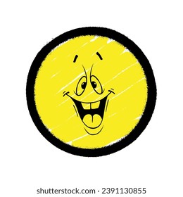 Graffiti emoticon. Smiling face painted spray paint. Vector illustration
