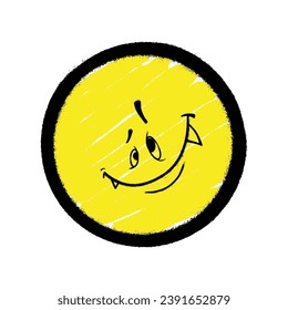 Emoticono de graffiti. Pintura de pulverización con rostro sonriente. Ilustración del vector