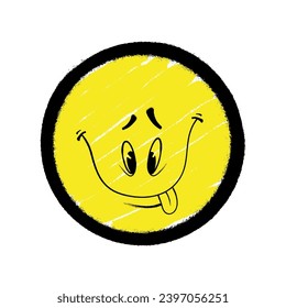 Graffiti emoticon. Smiling face painted spray paint. Vector illustration