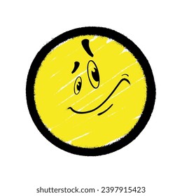 Graffiti emoticon. Smiling face painted spray paint. Vector illustration