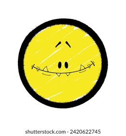 Graffiti emoticon. Smiling face painted spray paint. Vector illustration