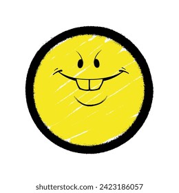 Graffiti emoticon. Smiling face painted spray paint. Vector illustration