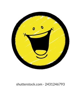 Graffiti emoticon. Smiling face painted spray paint. Vector illustration