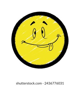 Graffiti emoticon. Smiling face painted spray paint. Vector illustration