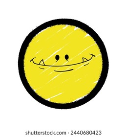 Graffiti emoticon. Smiling face painted spray paint. Vector illustration