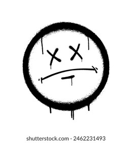Graffiti emoticon. Smiling face painted with smudges of spray paint. Vector illustration