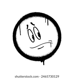 Graffiti-Emoticon. Lächelndes Gesicht mit Flecken von Sprühfarbe bemalt. Vektorillustration